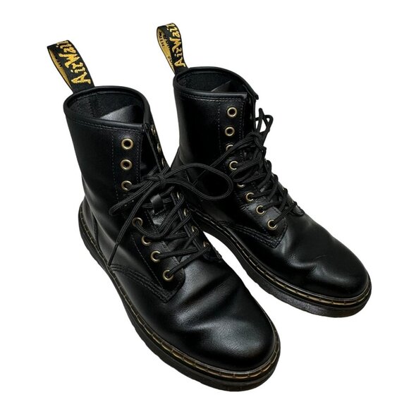 Dr Doc Martens Zavala Combat Boots Leather Black 8 Eye Lace Up 41 US 9-10 Women - Picture 4 of 11